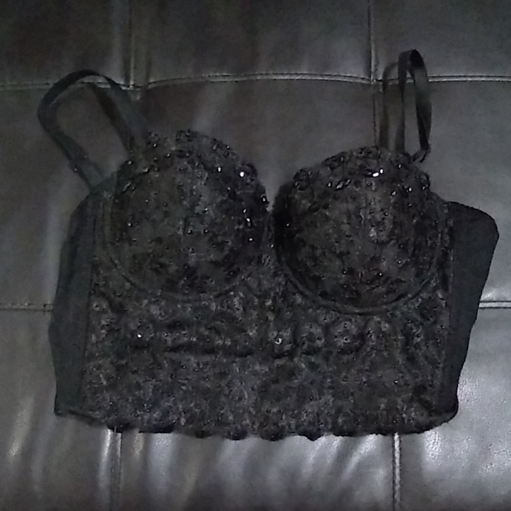 Black beaded corset top